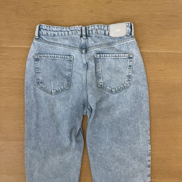 Women's Zara Straight Leg High Waist Distressed Denim Jeans Size 6 - Picture 5 of 9
